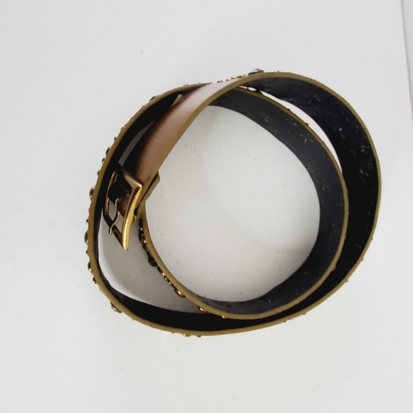 Studded Jeweled Leather Belt Size 18/20 Lane Bryant Western Bronze Studded Y2K - Picture 5 of 12